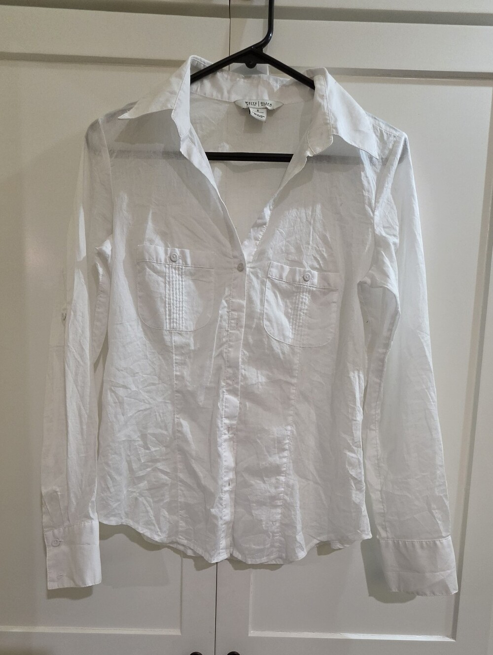 White House Black Market White Long-Sleeve Button Down Shirt